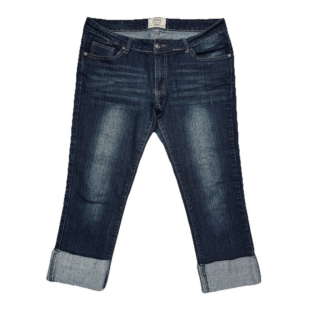 DC Discovery Clothing Capri Jeans 7 (32x21.5) Blue Stretch Cuffed Denim Juniors